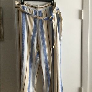 Wide striped Linen striped pants new